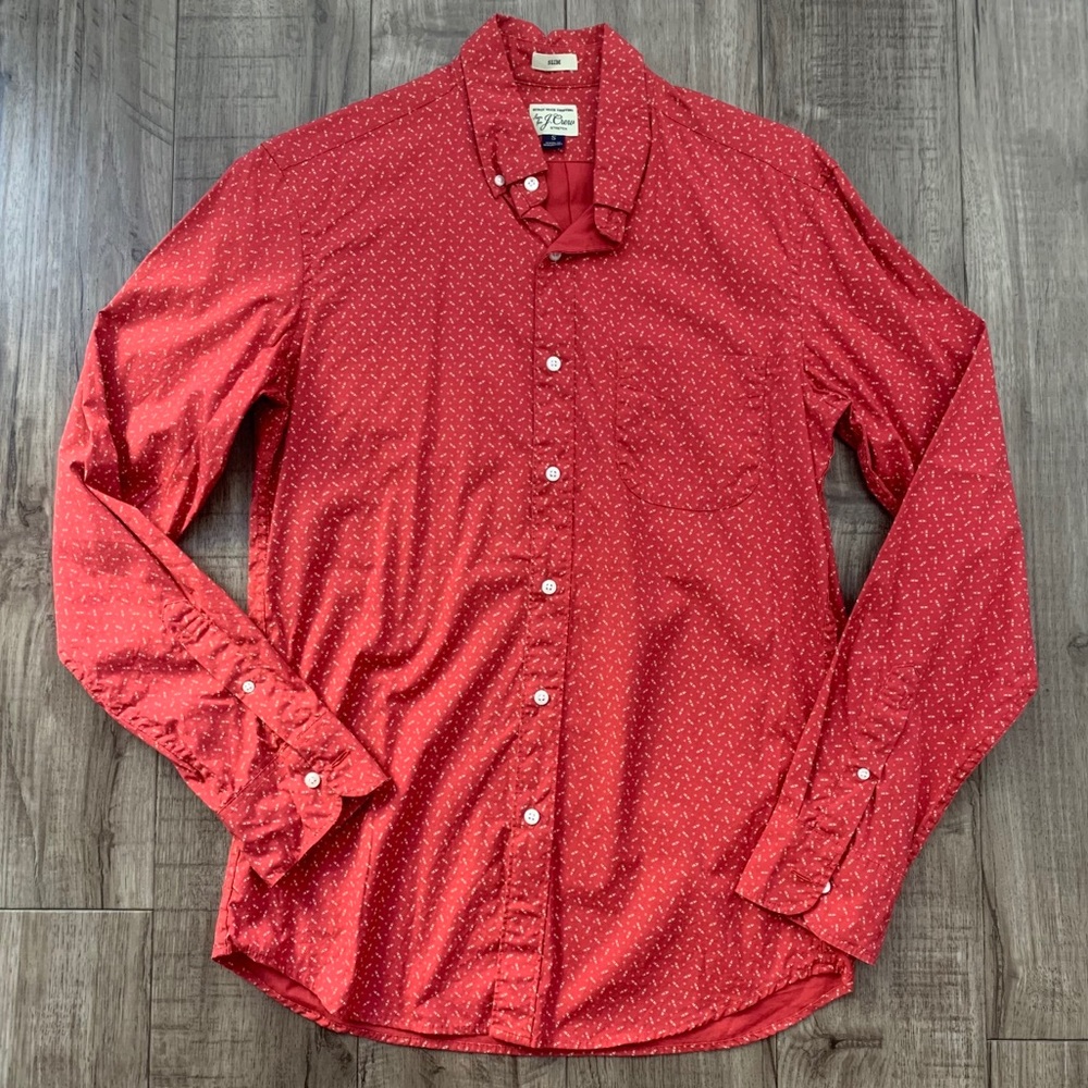J. Crew Slim Button Down Red Shirt